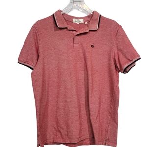 Ben Sherman SZ XL Polo Shirt Short Sleeve Red Blue Cotton Golf Business Casual